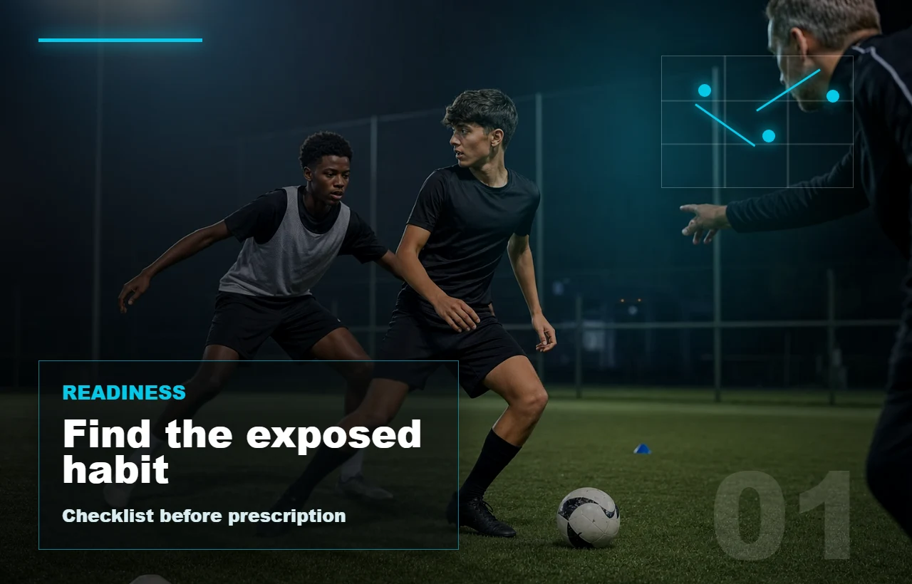 Section visual for trial readiness with a player being assessed before training