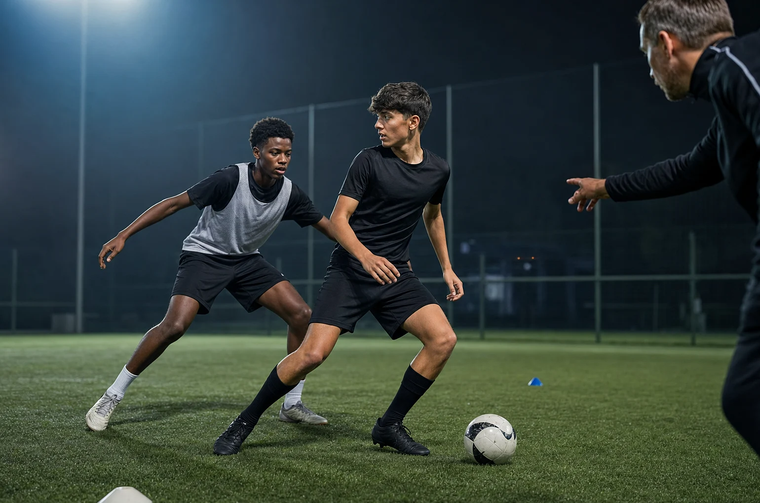 A player prepares body shape before receiving under pressure