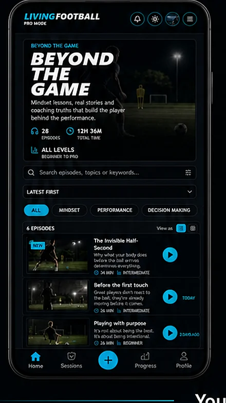 Livingfootball Beyond the Game app phone preview