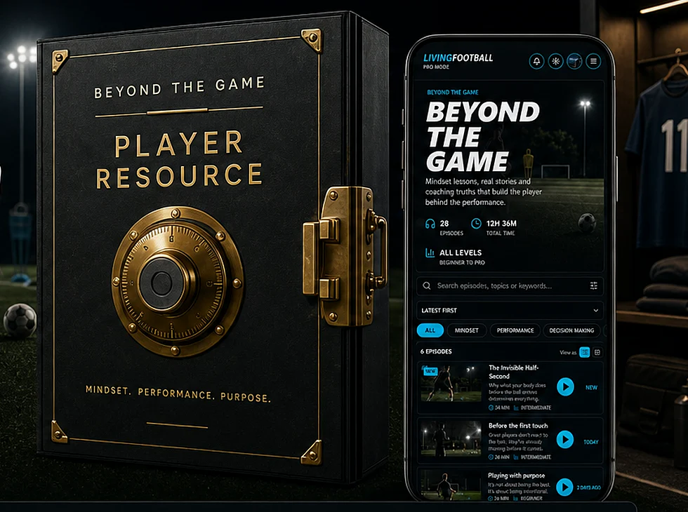 Beyond the Game player resource box and Livingfootball app preview